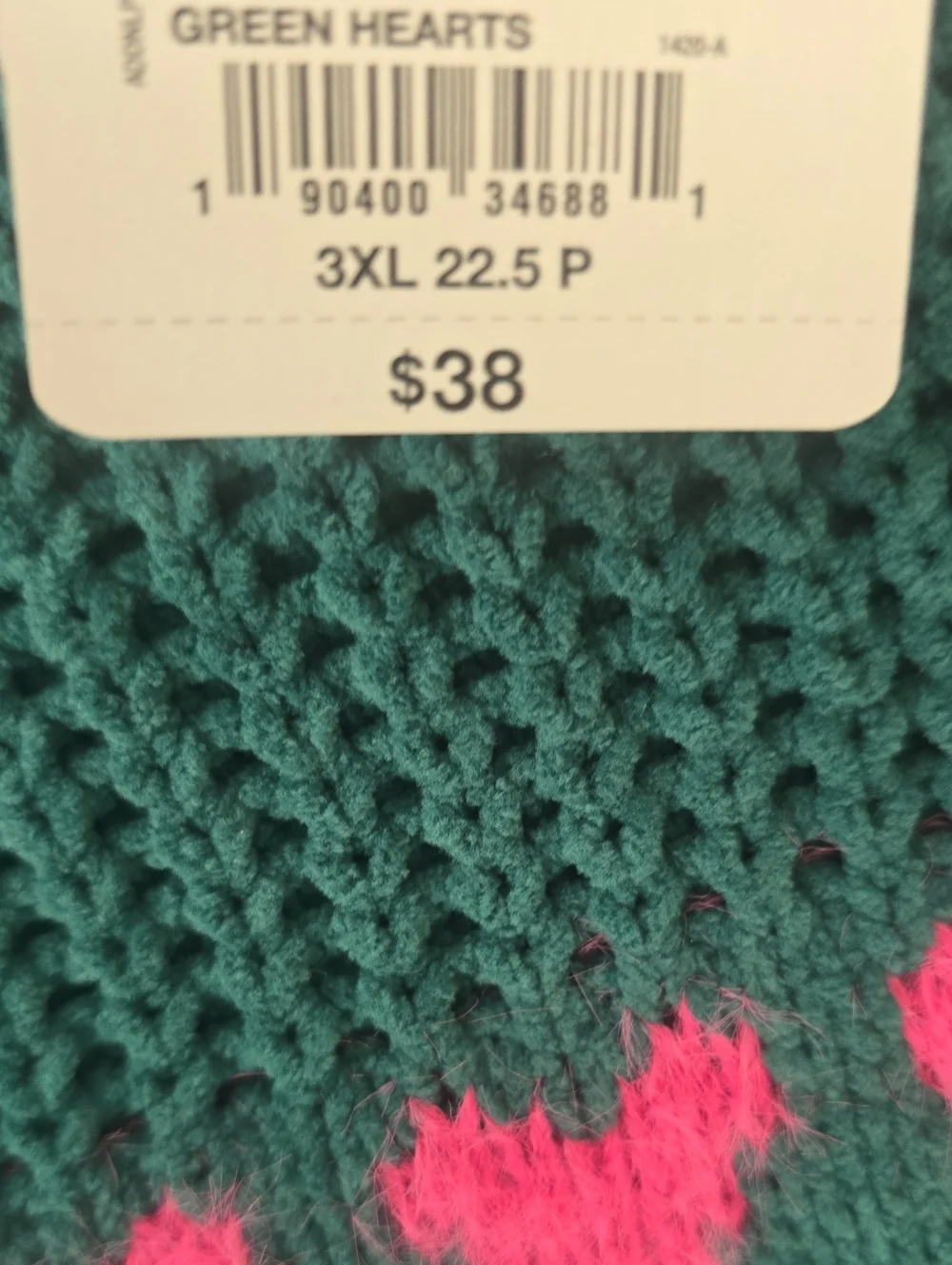 Thereabouts Brand Girl's Plus Green Heart Stripe Knit Sweater Size 3XL (22.5P)
